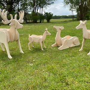 Tierförmige Pflanzgefäß-Hirsch-Familien-Garten-Kasten | 4 Dekupiersäge Muster in 2 Größen für DIY Home Decor