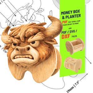 Woodworking Bull no.2 Design for Unique Home & Garden Decoration | PDF | SVG | DXF | Scroll Saw