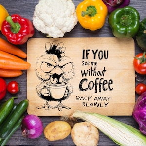 Rolig arg kycklingkaffe SvG-paket | CNC-lasergraveringsdesign | Skärbrädesmönster | PNG DXF PDF-filer | Köksinredning i lantlig stil bild 8