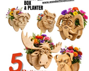Dierenplantenbak figuurzaagpatronen: doe-het-zelf-houtbewerkingsplannen (pdf, SVG, DXF) set 17