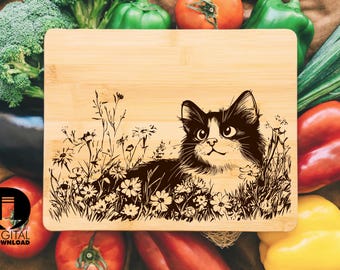 Lasergraverad kattskärbräda SVG: Rolig köksdekor (digitala filer)