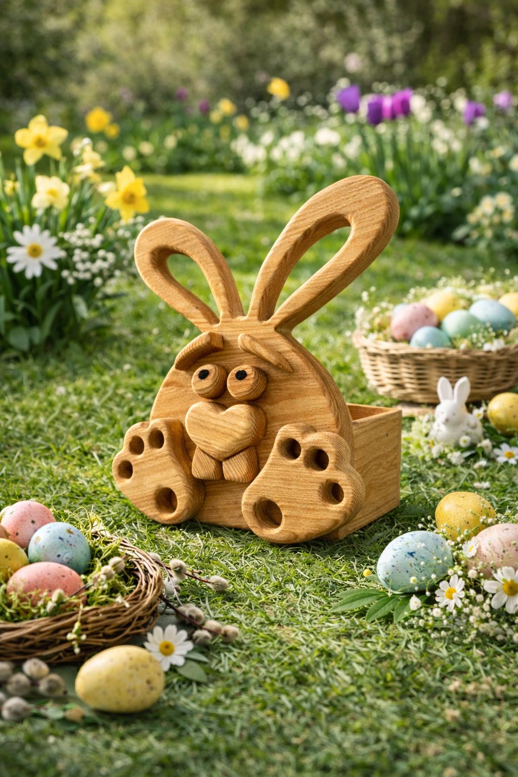 Wooden Easter Bunny Planter Box Scroll Saw Pattern | Template (PDF, SVG ...