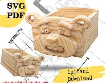 Woodworking Planter Box Scroll Saw Pattern – Easy Bear Design for Unique Home & Garden Decoration