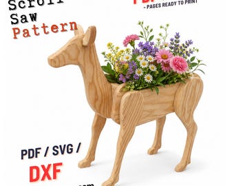 Young doe Planter Woodworking Plans: Scroll Saw PDF/SVG Pattern