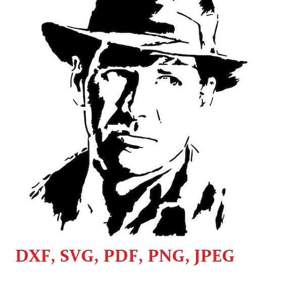 Indiana Jones Harrison Ford pattrn, dxf, svg, pdf, png, jpeg