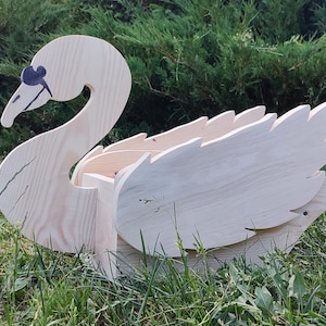 Schwan II Pflanzgefäß in 2 Größen, Blumen Pflanzgefäß, Tier Pflanzgefäß, Blumentöpfe, Pdf, Svg, Holz Arbeitspläne, Garten Pflanzgefäß, Dekupiersäge Muster