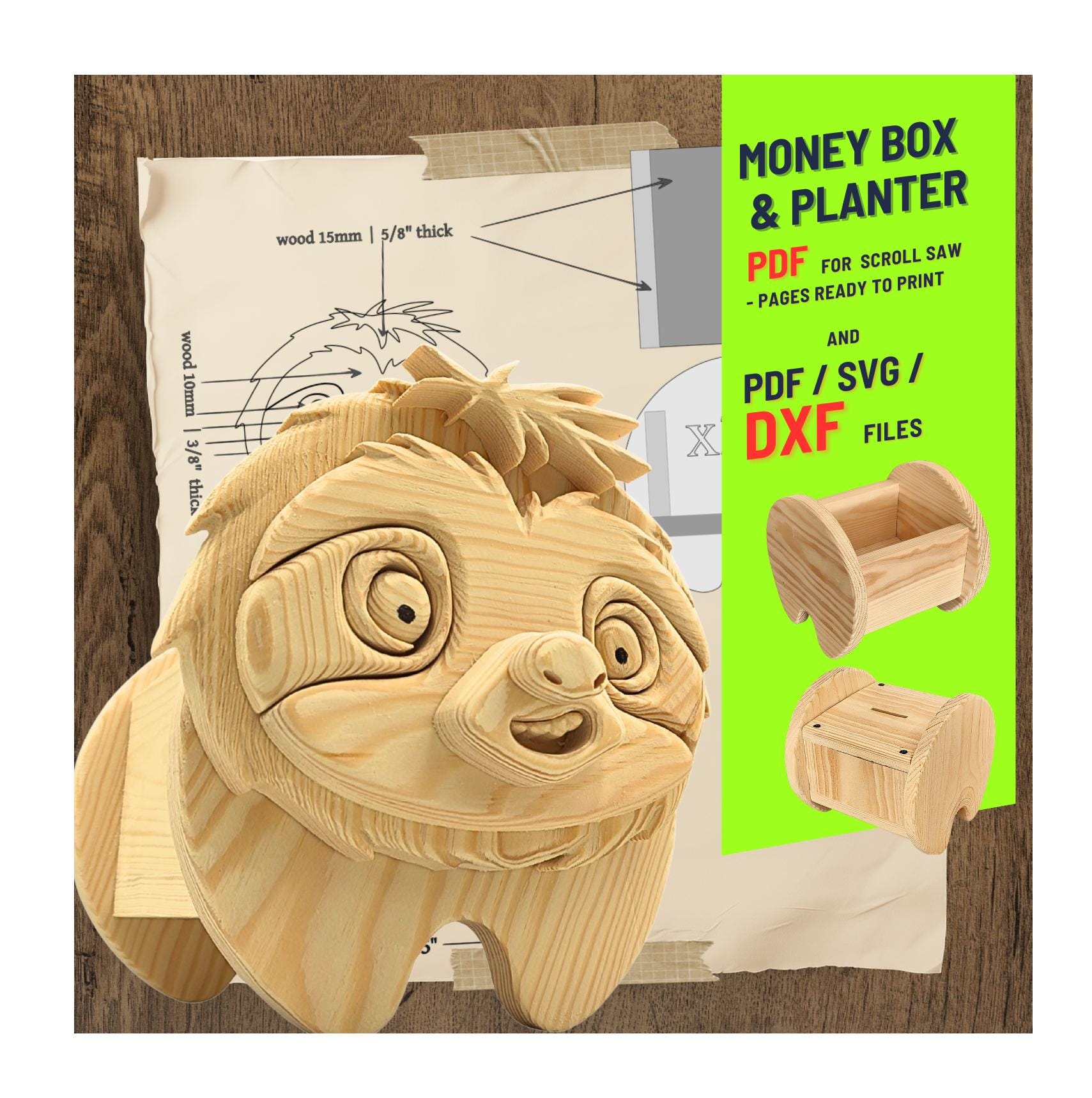 Woodworking Sloth No.2 Design for Unique Home & Garden Decoration