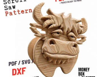 Woodworking Cow no.4  Design for Unique Home & Garden Decoration | PDF | SVG | DXF | Scroll Saw