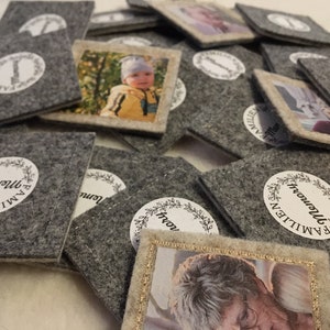 Memory Wollfilz Spiel Personalisiert Familie Geschenk Foto Taufe Geburtstag Hochzeit