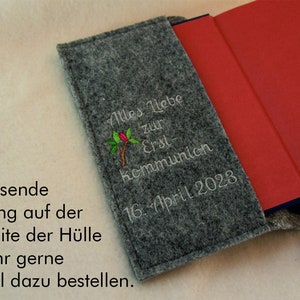 Gotteslob Hülle aus Wollfilz mit Baum Bezug Gebetbuch Geschenk Kommunion Einband Gesangsbuch bestickt, personalisierbar zdjęcie 9