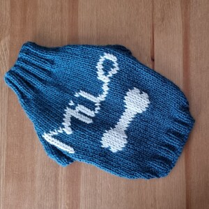Knit dog sweater with name / Handmade custom dog sweater / Personalized dog sweater / All sizes / Hand knit dog sweater / Knitted dog coat