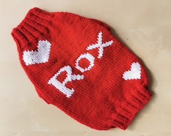 Knit dog sweater name / Personalized dog sweater / Custom dog sweater /  İnitial dog sweater / Puppy name sweater / Knitted dog name sweater