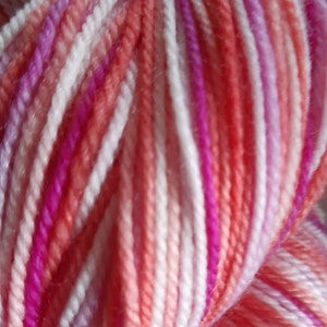 Filato per calzini, 4 capi, 'Candy Cane' tinto a mano