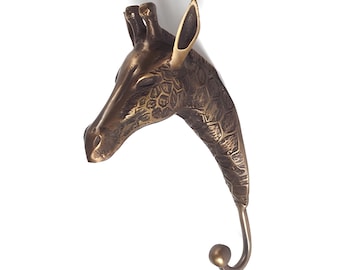 Clothes Hook set 8&quot; Vintage Pants Hanger GIRAFFE Motif, Solid Brass Coat Hook & Hanger, Clothing Hanger, Wall Mount Picture Hook Kits