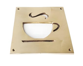 Solid Brass Sign Coffee Shop Area Kitchen Door Wall Decor Gold Finish