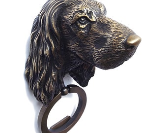 Vintage Canine Statue Brass Door Knocker  10&quot; Cocker Spaniel Dog Head Statue Front Door Decoration