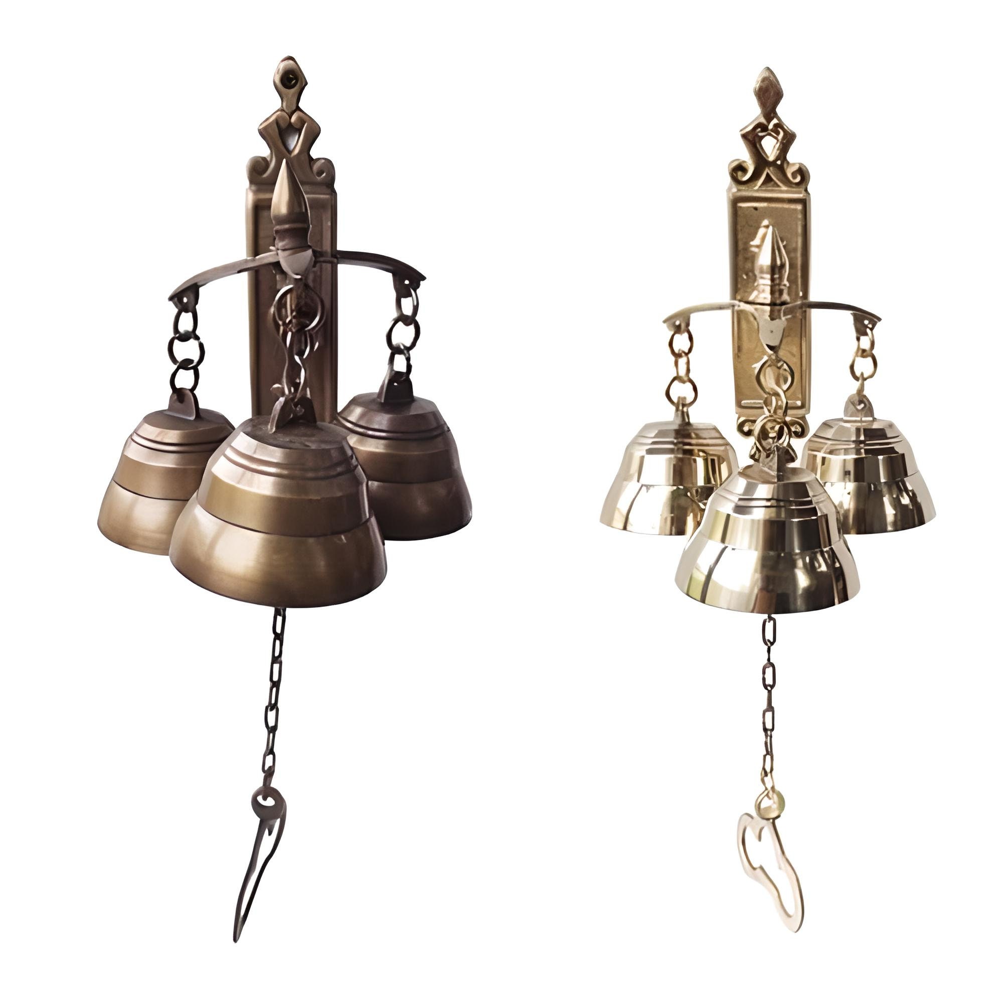 Ethnic Brass Hanging Bell With Chain, Chain for Home Temple, Door, Hallway,  Porch or Balcony Unique Decor Gift Chain Length 24 Inches 