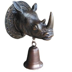 Vintage neushoorn standbeeld deurbel 5,5 ingang deurbel, voordeur neushoorn standbeeld ornament