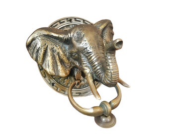 ELEPHANT Brass Door Knocker, Antique Elephant Face Door Knocker, Elephant Head Front Door Knocker, Elephant Banger, Welcome Door Knocker