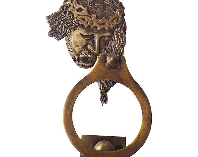 Featured listing image: JESUS Statue Brass Door Knocker 6.4" Vintage Ring Doorbell Christmas Decoration Gift