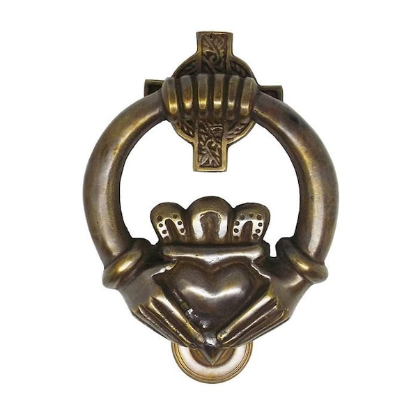 Vintage Solid Brass Claddagh Door Knocker 16.5 cm Claddagh Ireland Brass Statue Ring Door Knocker