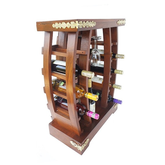 75 cm チーク材ワインディスプレイラック / ドリンクワインラック