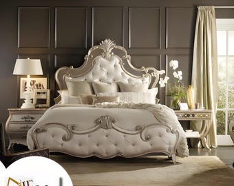 Arica Bedroom Set , King Size Bed Frame Bedding. Hand Carved Bedding Furniture
