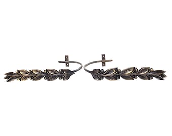 Pair of Laurel Curtain Tie backs, Brass Rope Curtain Holdbacks, Decorative Window Curtain Holder Wall mount Tie Backs Ornament