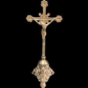 Bronze Metal Cross With Crucifix, Vintage Orthodox Cross Bronze Metal Cross With Crucifix, Vintage Orthodox Cross