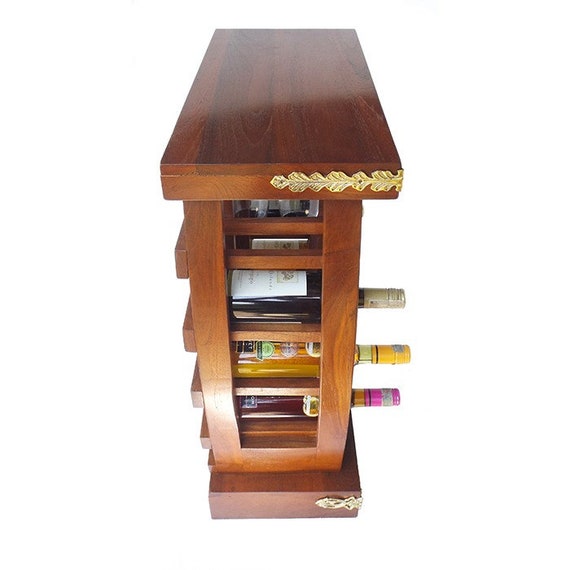 木製 アンティーク チーク材 バーカウンター キッチンカウンター ワインラック 75 cm チーク材ワインディスプレイラック / ドリンクワインラック