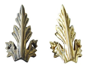 65mm SET of Solid Brass Corner Protector Brass Skiffer, Vintage Corner Guards Skirting Protectors Living Accessories Hardware Acanthus Leaf