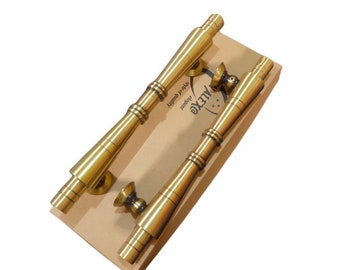 Tirador de puerta de latón macizo / Manijas de latón estilo vintage para puertas de madera / Tiradores de puerta de entrada antiguos