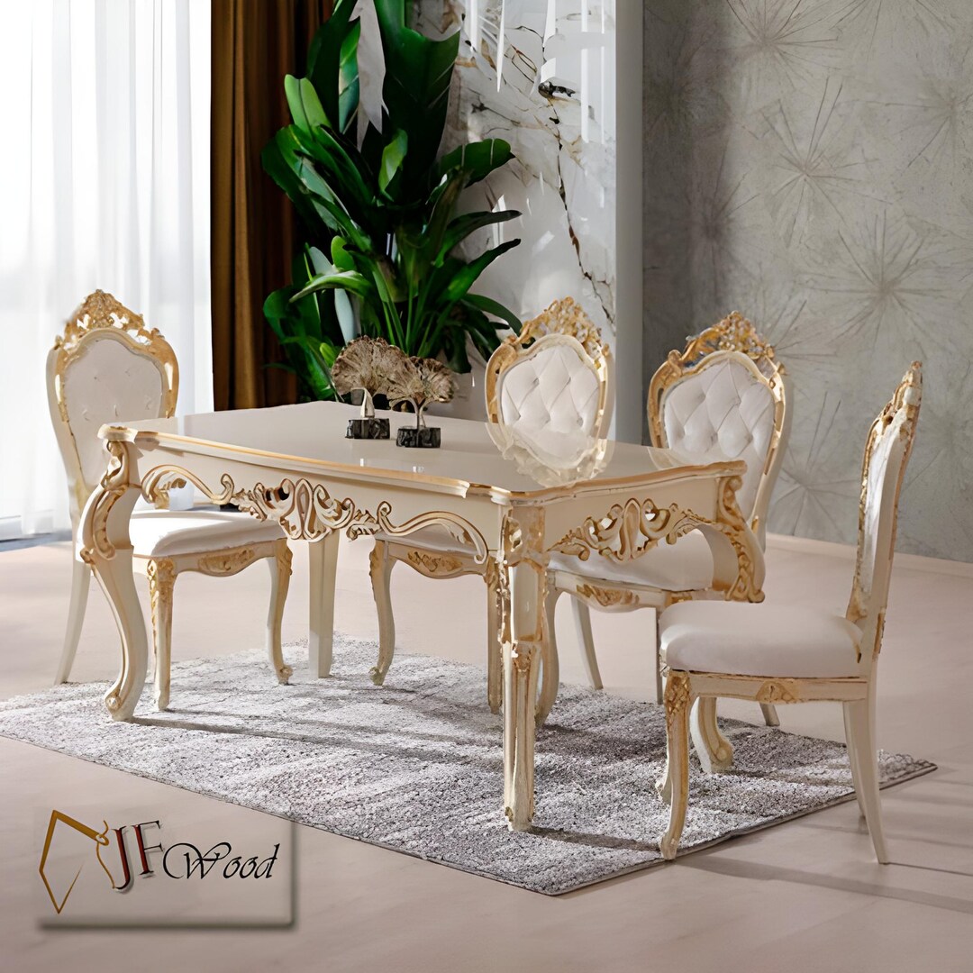 Luxurious Classic Dining Table Set Chile Classic Hand Carved Kitchen 