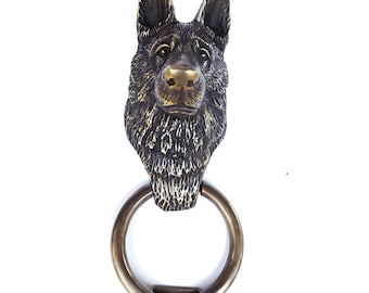 Vintage German Shepherd Dog Door Knocker 8.6&quot; Antique Dog Head Statue Front Door Ornament