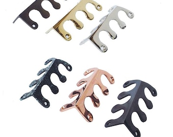2.9&quot; SET of Solid Brass Corner Protector Skiffers, Vintage Fern Corner Guards, Living Accessories Skirting Protectors Hardware