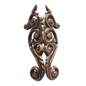 92mm SET of Vintge Solid Brass Seahorse Corner Protector Brass Skiffers, Seahorse Decorative Corner Guards, Skirting Protectors Hardware