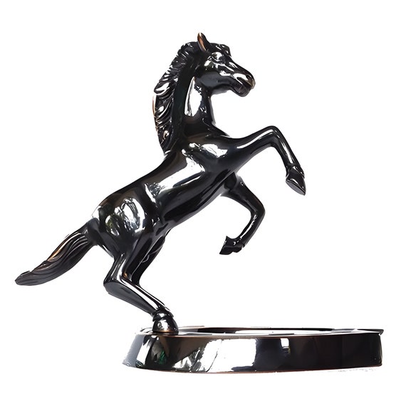 Antique Brass Cigar Ashtray With Stallion Statue Motif. Vintage