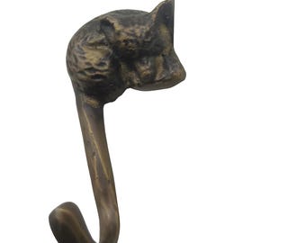 FOX HEAD Hook Hanger Antique Solid Brass Wall Mount Clothes Coat Hat Hook Hanger Home Decor