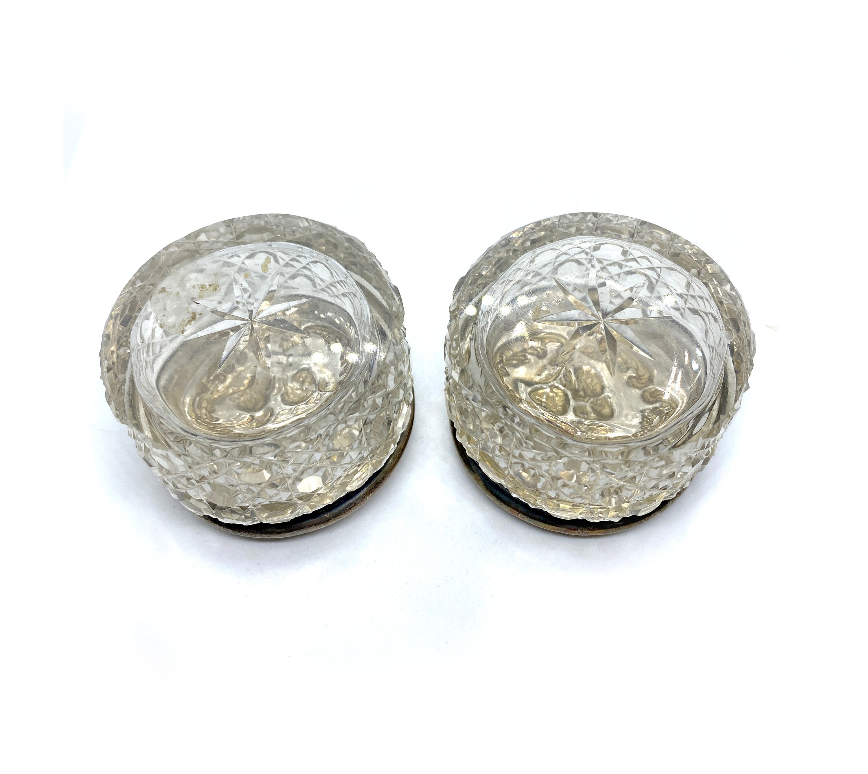 Antique Cut Glass Dressing Table Pots With 1907 Sterling Etsy UK