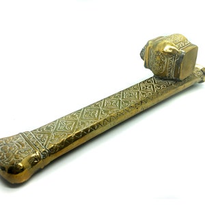 Antique Brass Middle Eastern Persian Pen Box Holder | Scribe Case | 19th Century Inkwell | Calligraphy Quill | Moorish