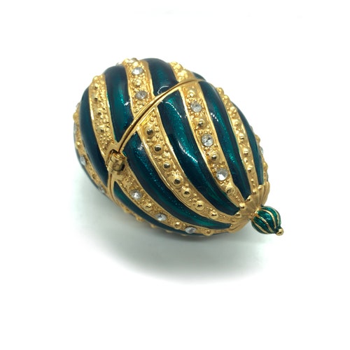 Vintage Faberge Style Egg Trinket Box, Enameled Jewelry order Box, Unique Gift for Home Decor.