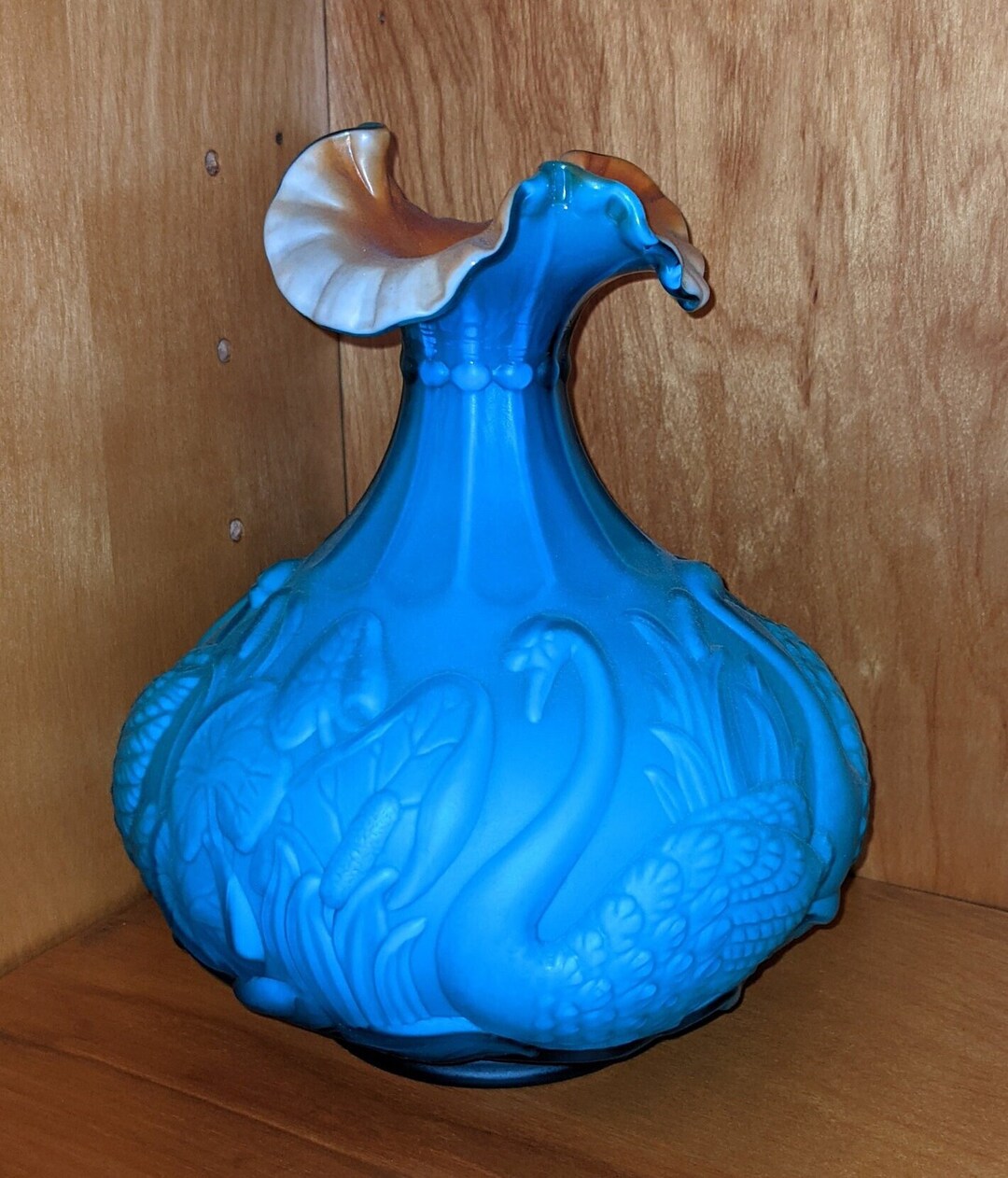 Fenton Limited Edition Bright Blue Vase Etsy