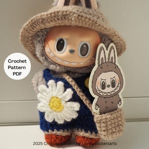 PDF Crochet Labubu Gardener Outfit Pattern/Labubu Crochet Costume Pattern/DIY Labubu Crochet Outfit/Labubu Gardener/Kawaii Crochet Pattern