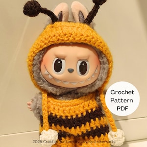 Crochet Labubu Bee Costume Pattern/PDF Bubu Monster Clothes/Digital Download/Crochet Doll Clothes/Labubu Bee Clothes /Crochet Labubu Clothes