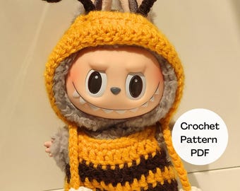 Crochet Labubu Bee Outfit Pattern: DIY Doll Costume (PDF Pattern)/Labubu Outfit/Crochet Pattern/Kawaii Pattern/Labubu Monsters