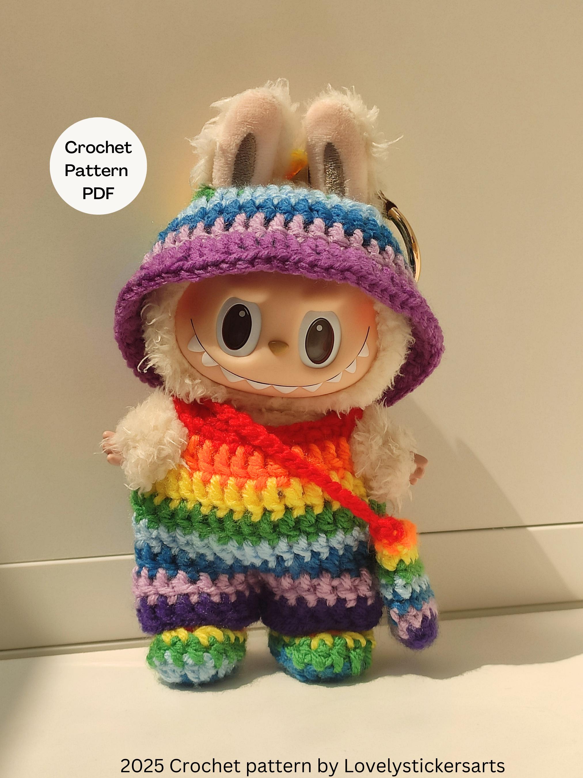 Crochet Labubu Rainbow Outfit Pattern: PDF Doll Clothes/Easy Pattern/Kwaii