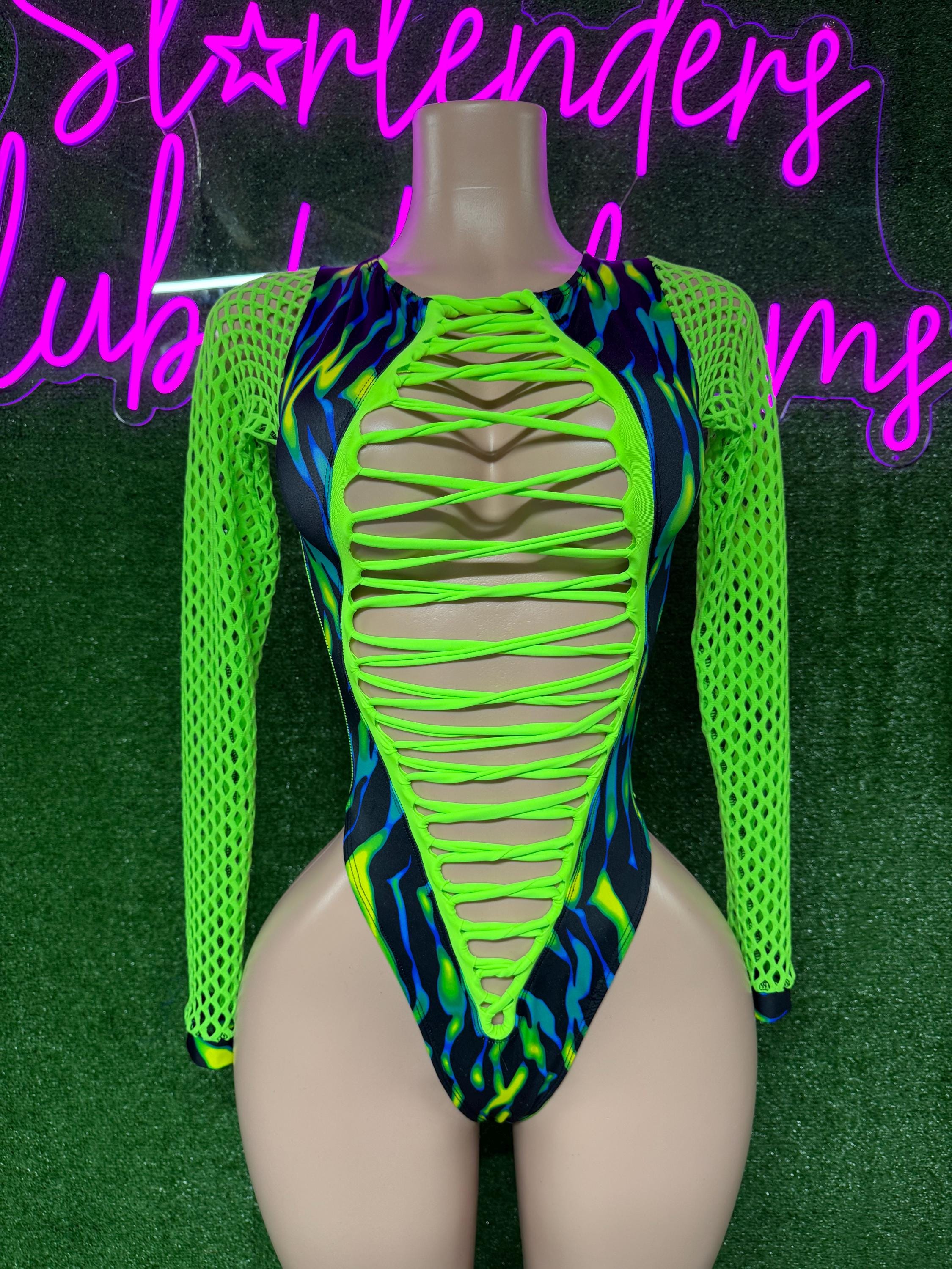 Neon Green Bottle Girl Outfit
