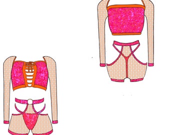 stripper sewing pattern bottle girl sewing pattern open hip sewing set