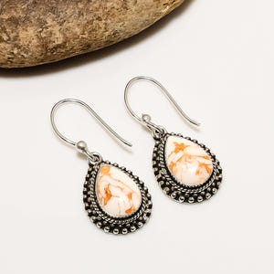 Copper White Turquoise 925 Sterling Silver Earring, Gemstone Earring, Drop Dangle Earring, Vintage Earring, Dainty Earring, Gift For Her