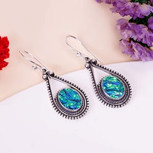 Ethiopian Opal 925 Sterling Silver Opal Jewelry Hook Earring ~ October Month Birthstone ~ Oval Shape Earring ~ Natural ~ Gift For Christmas.